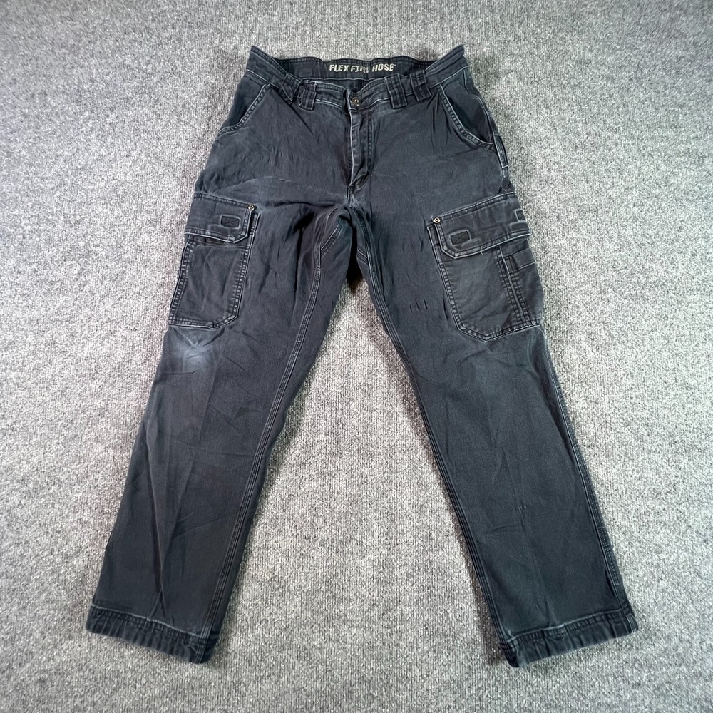 Duluth Flex Fire Hose Carpenter Pant Men's 32x30 Black Straight Cargo Workwear